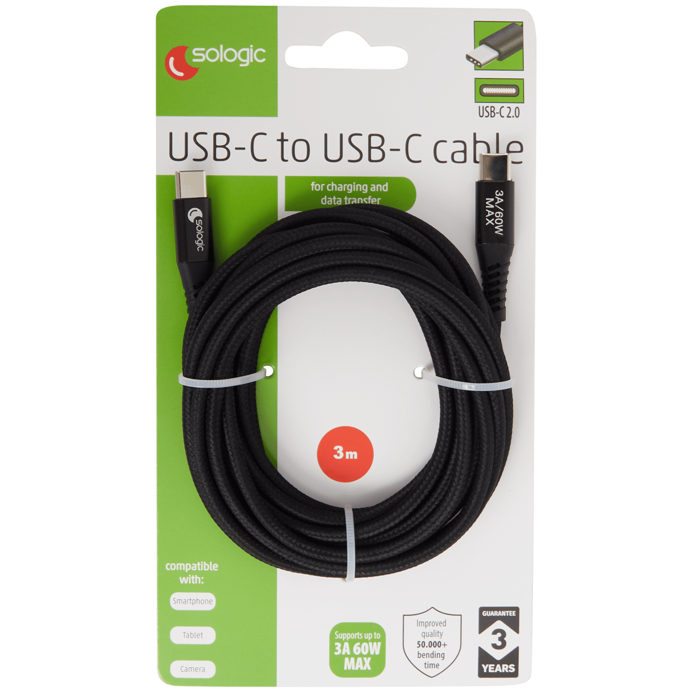 Câble de charge et de données Sologic USB-C à USB-C