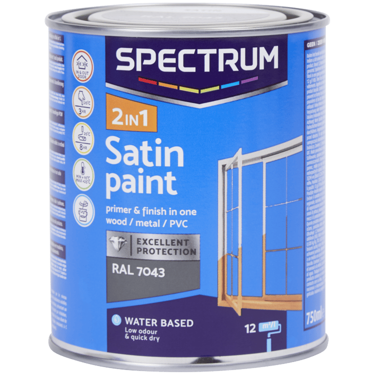 Pittura satinata 2-in-1 Spectrum RAL 7043