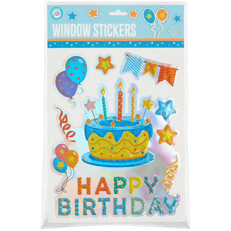 Adesivi di compleanno per finestre Party Universe