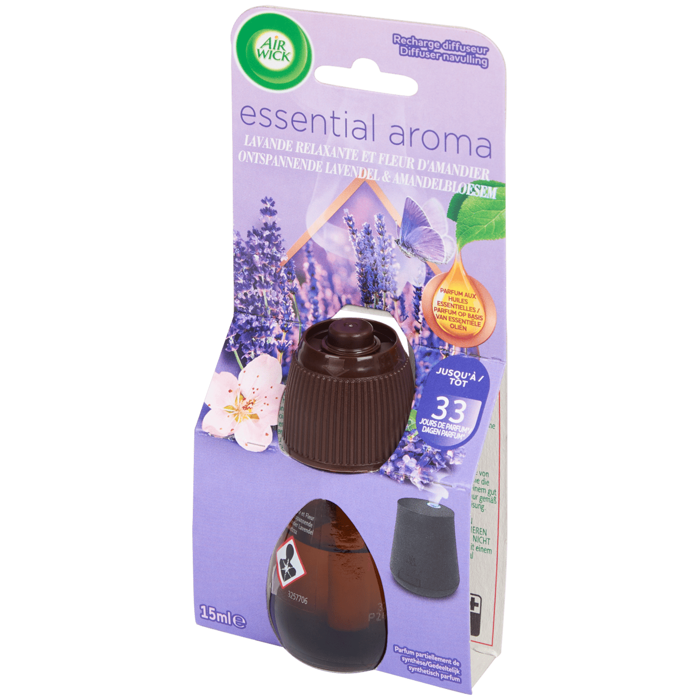 Recharge pour diffuseur de parfum Air Wick Essential Aroma Lavande relaxante et fleurs d’amandier