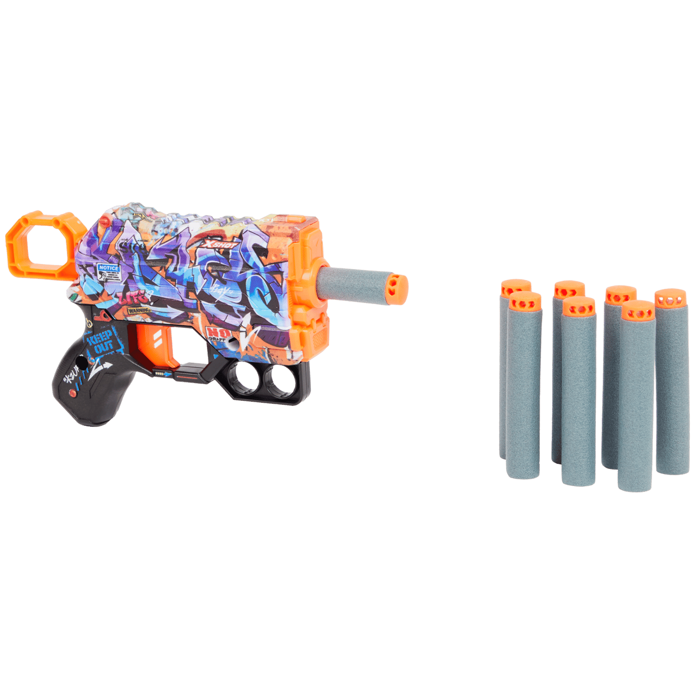 Pistolet à Fléchettes XSHOT Skins Menace - 4 Modèles Déco - Portée 24m - 24 Fléchettes - Jeu Combat