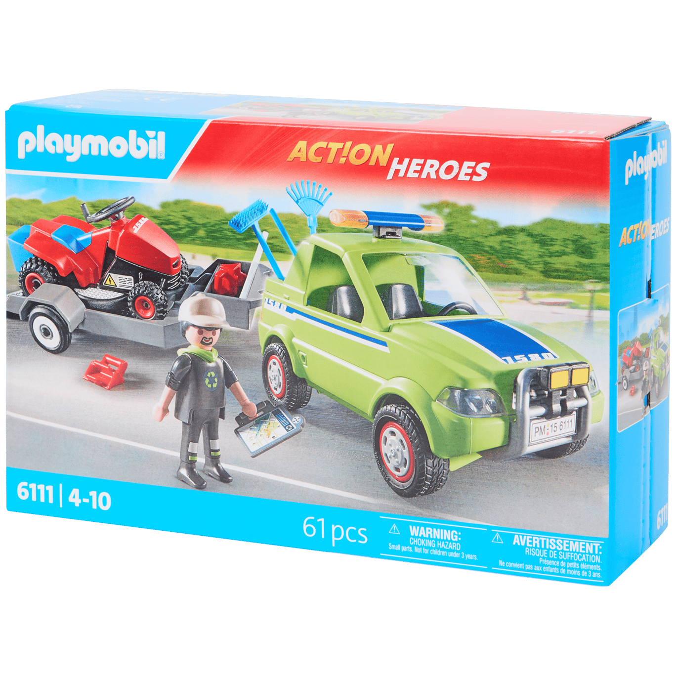 Pojazd do pielęgnacji terenów zielonych z kosiarką Playmobil Action Heroes