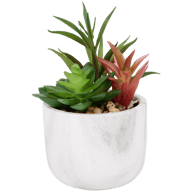 Plante grasse artificielle en pot aspect marbre