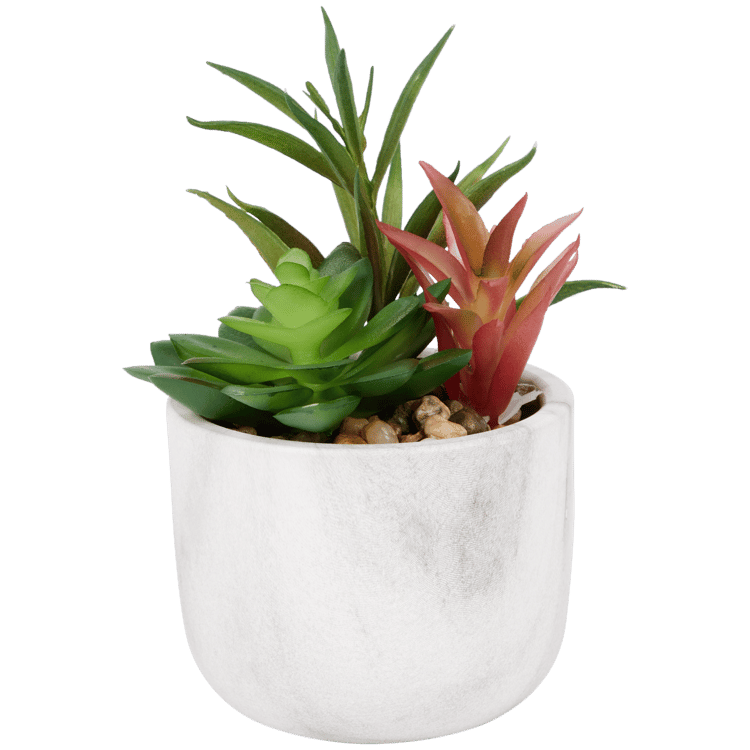 Pianta grassa artificiale in vaso effetto marmo