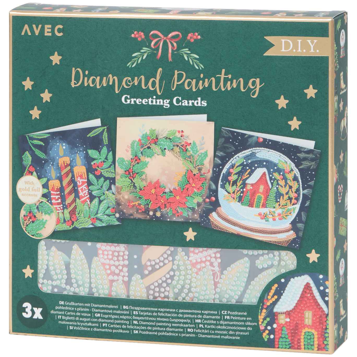 Postales de Navidad de pintura con diamantes Avec