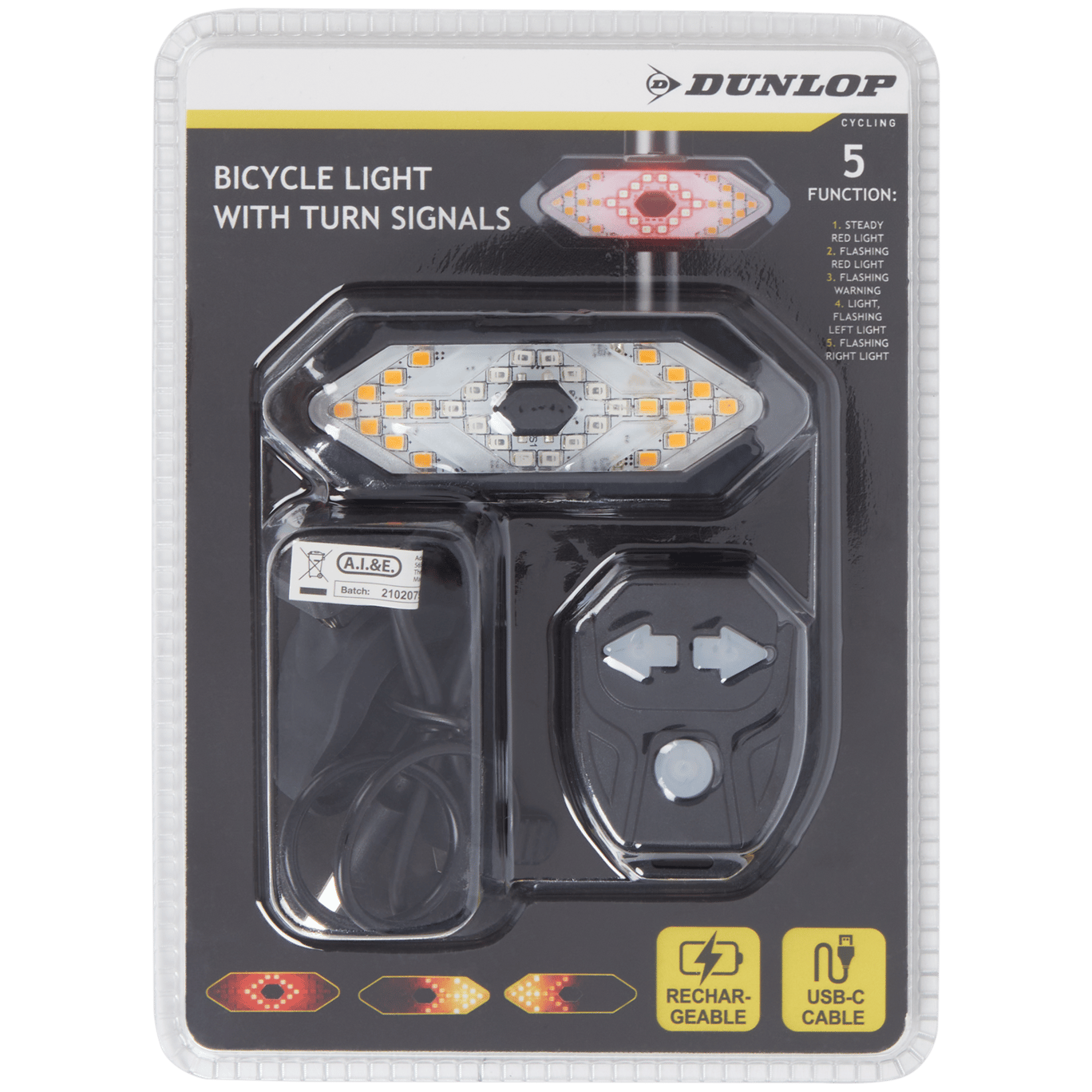 Luz trasera de bicicleta con intermitentes Dunlop