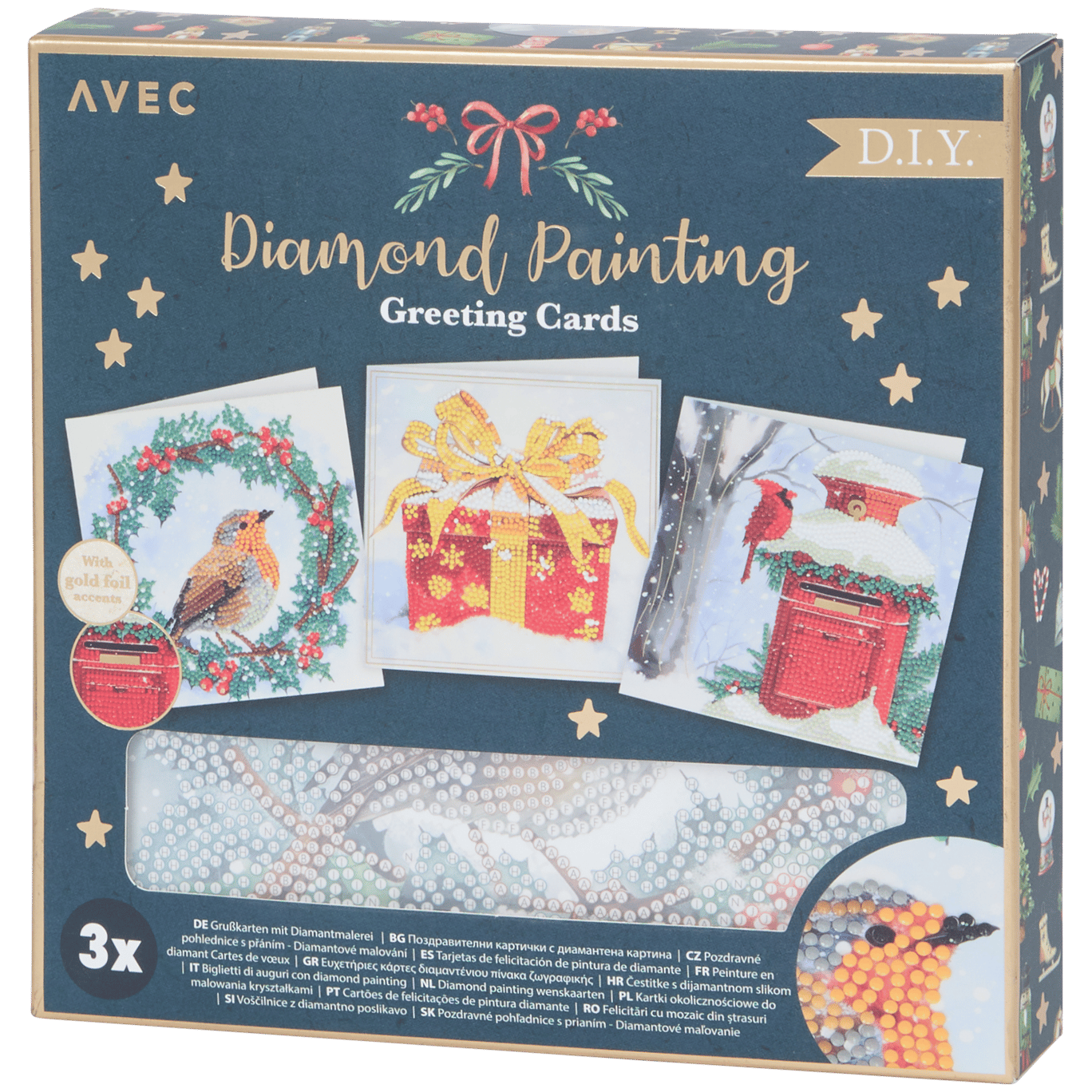 Postales de Navidad de pintura con diamantes Avec