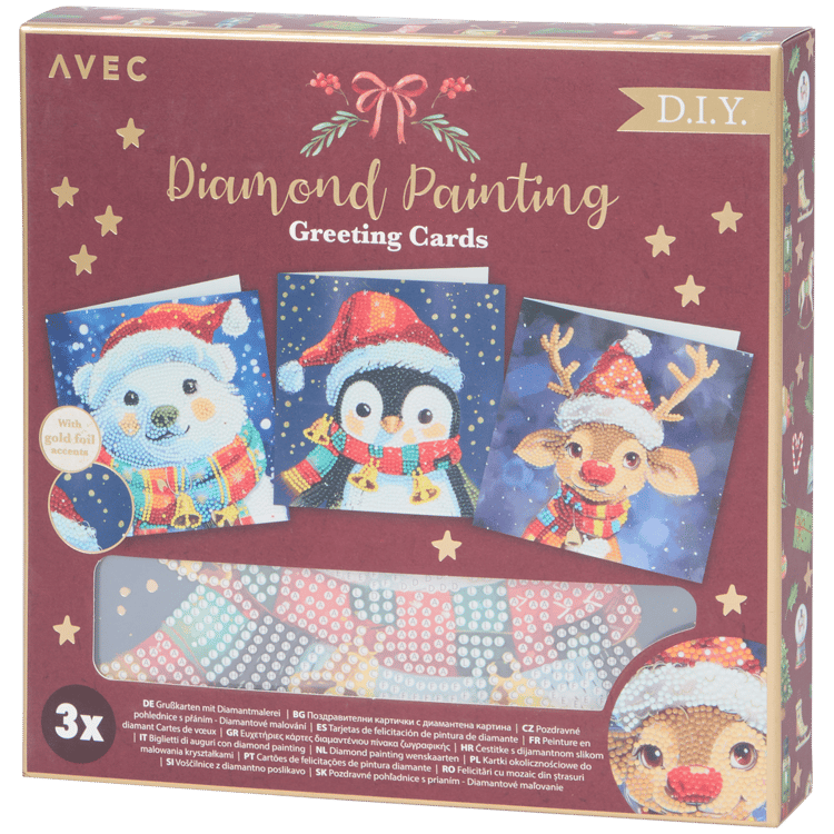 Postales de Navidad de pintura con diamantes Avec