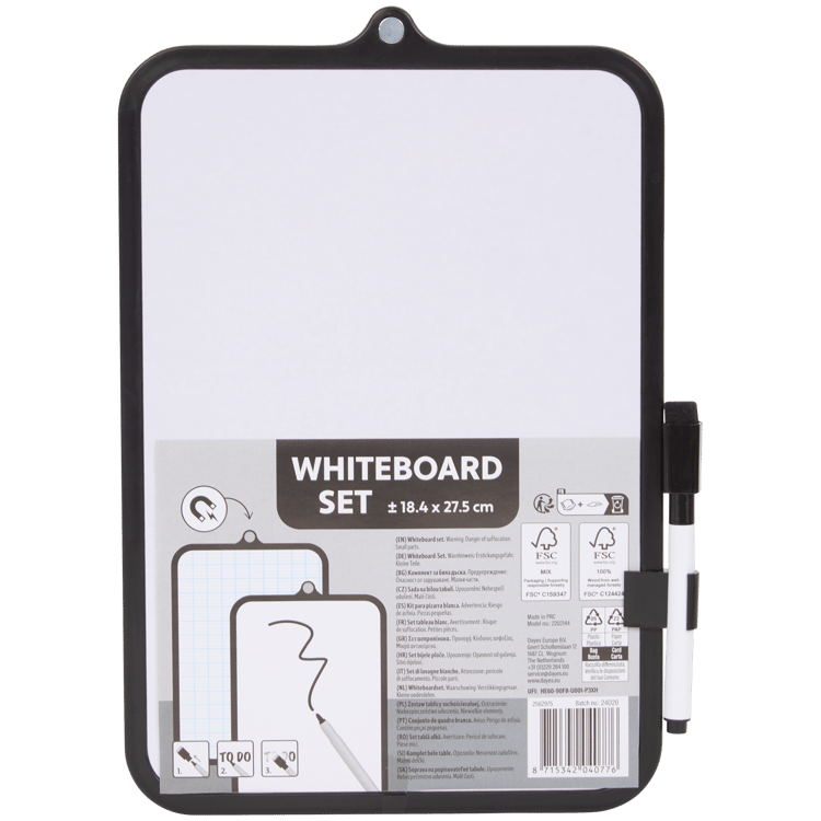 Ardoise Blanche Effaçable BOUCHUT 21x26.5cm - Double Face Rigide - Idéale Bureau Ou école
