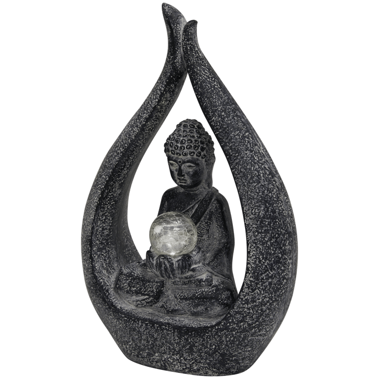 Figura de jardín de Buda con luz