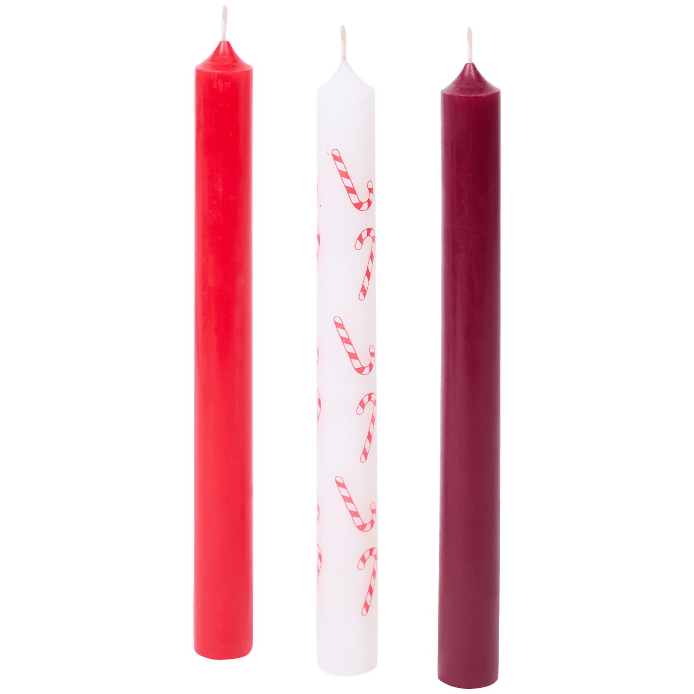 Velas decorativas com padrão natalício