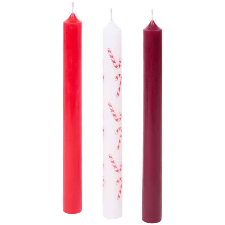 Velas decorativas com padrão natalício