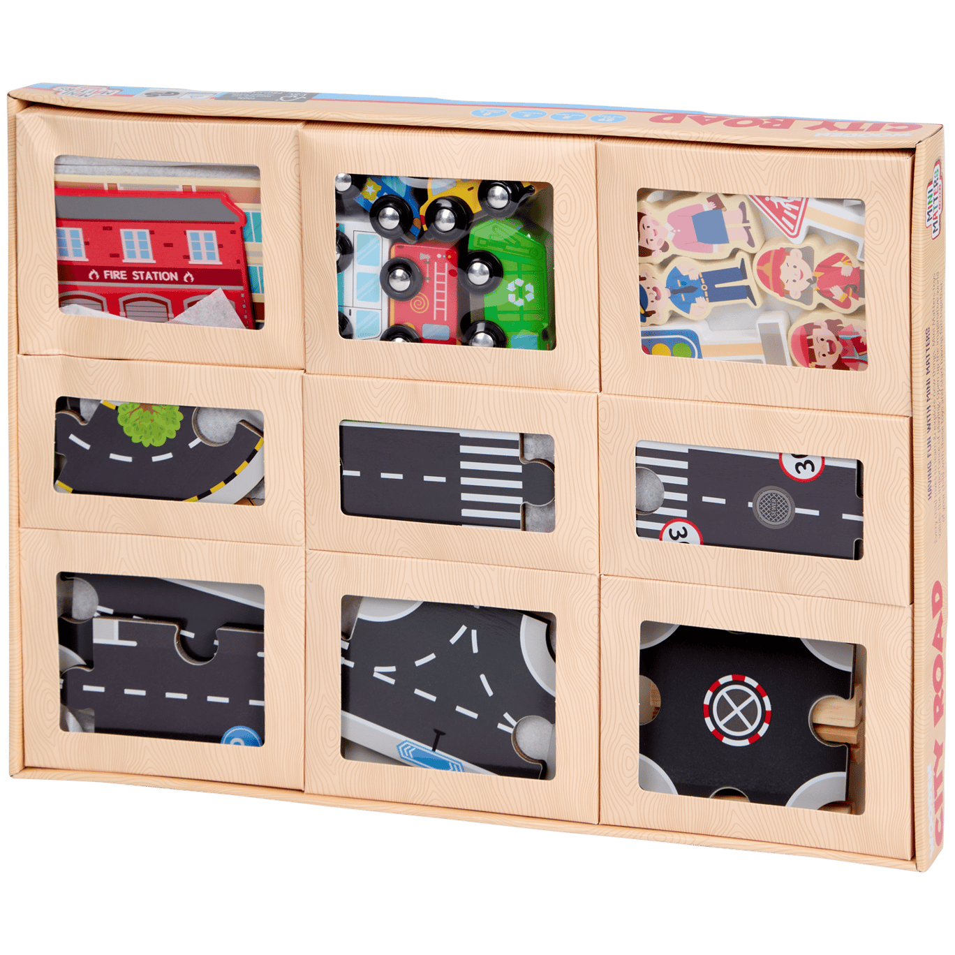 Juego de carreteras de madera Mini Matters