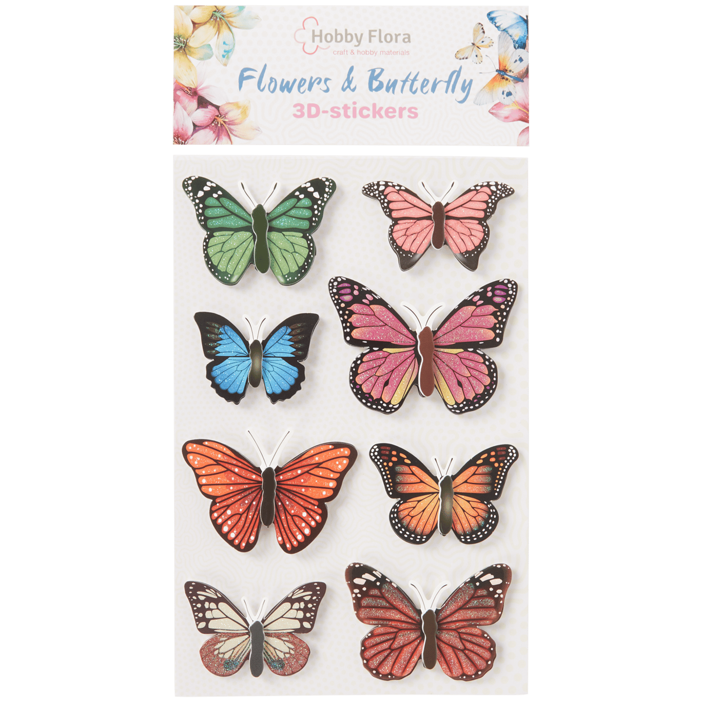 Autocolantes de borboletas e flores Hobby Flora