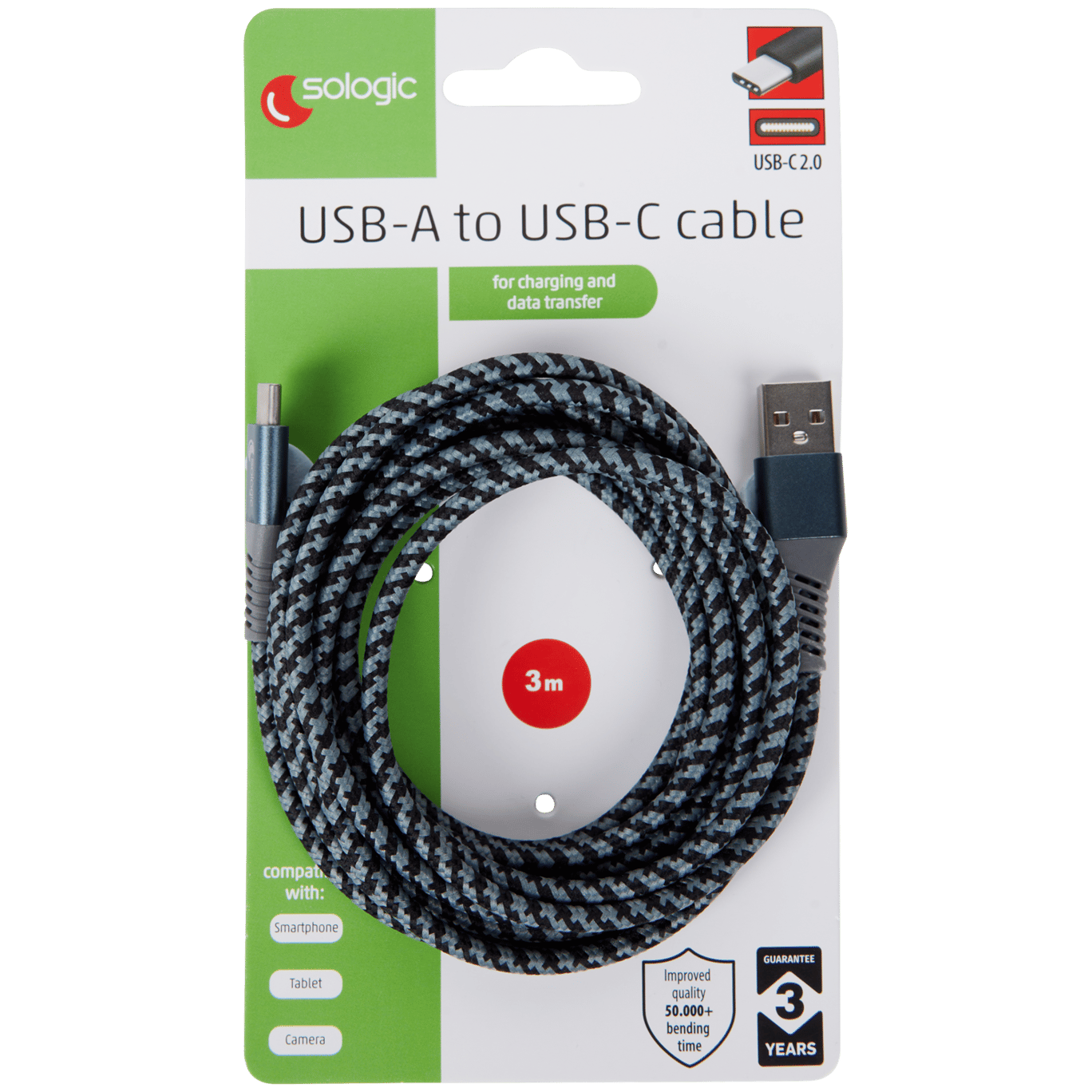 Cable de carga y datos Sologic USB-C