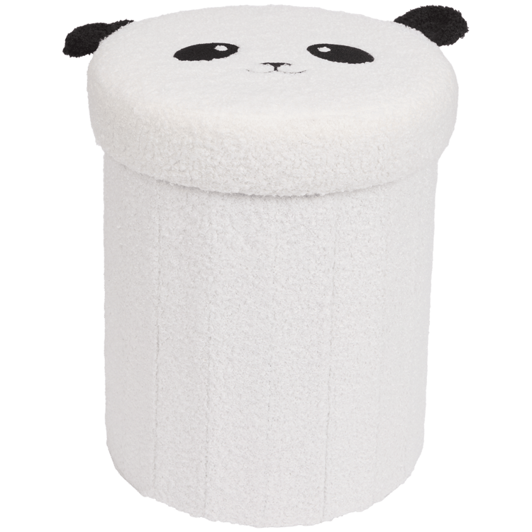 Pouf de rangement pliable en tissu teddy