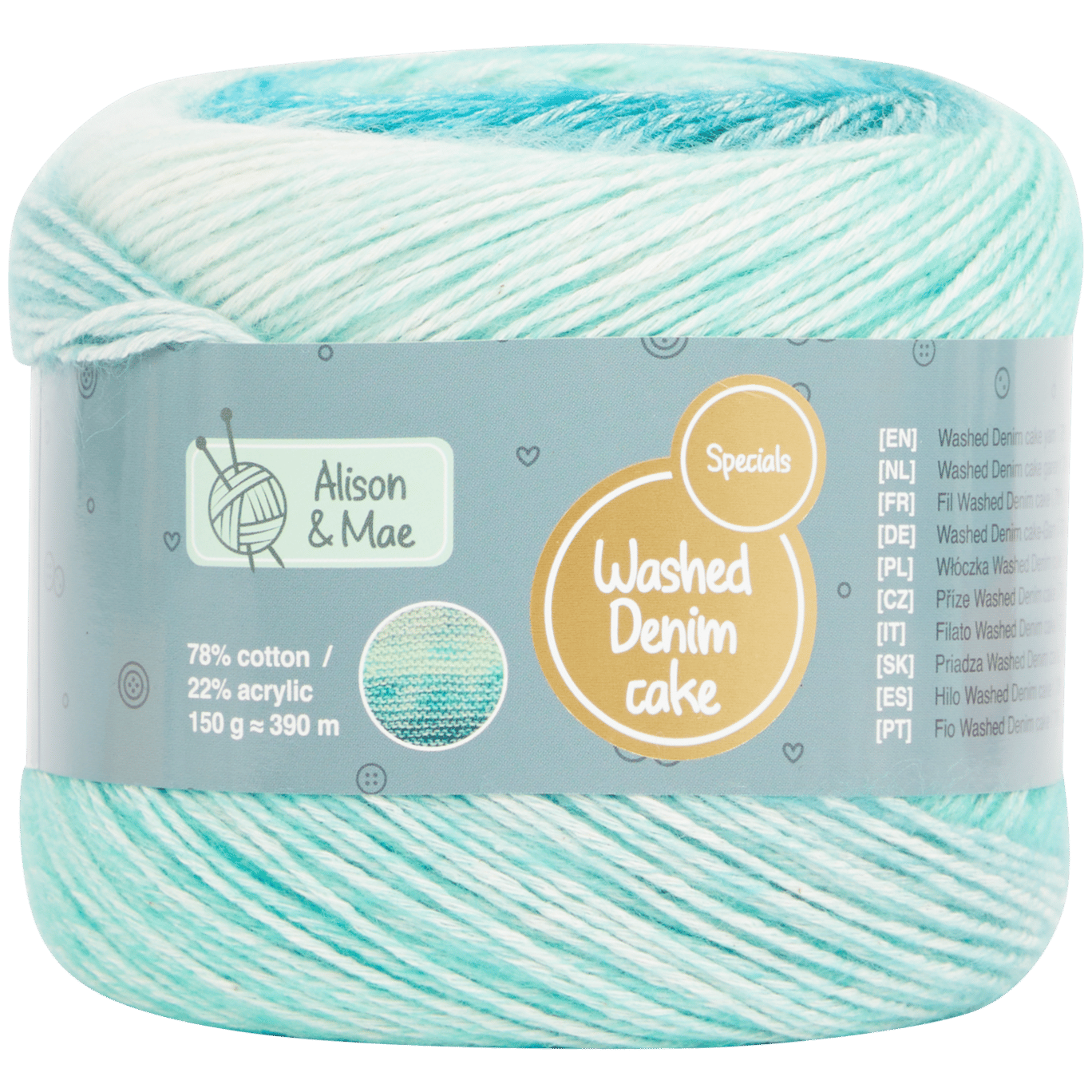 Lã para tricô Alison & Mae Specials Washed Denim Cake