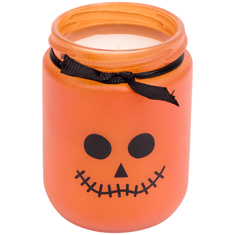 Vela de Halloween em recipiente de vidro