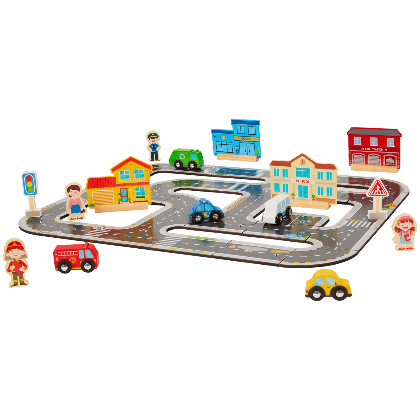 Juego de carreteras de madera Mini Matters