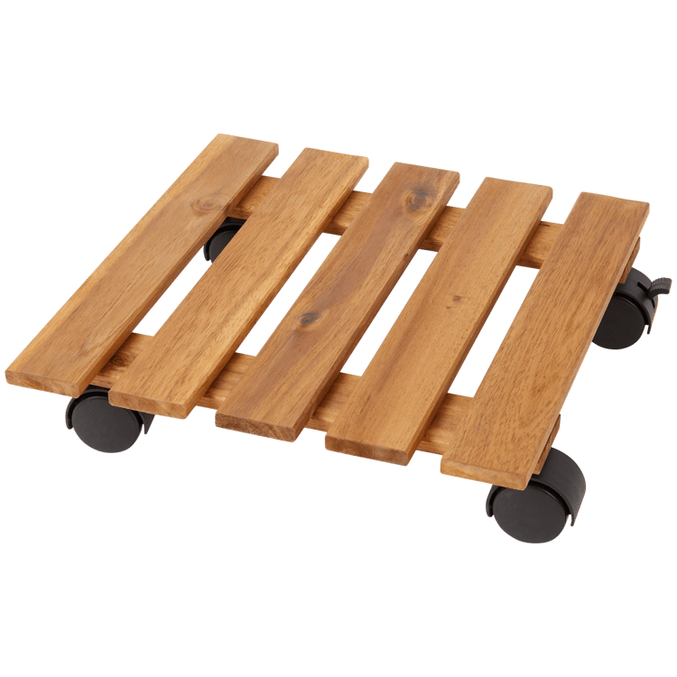 Support pour plantes à roulettes en bois