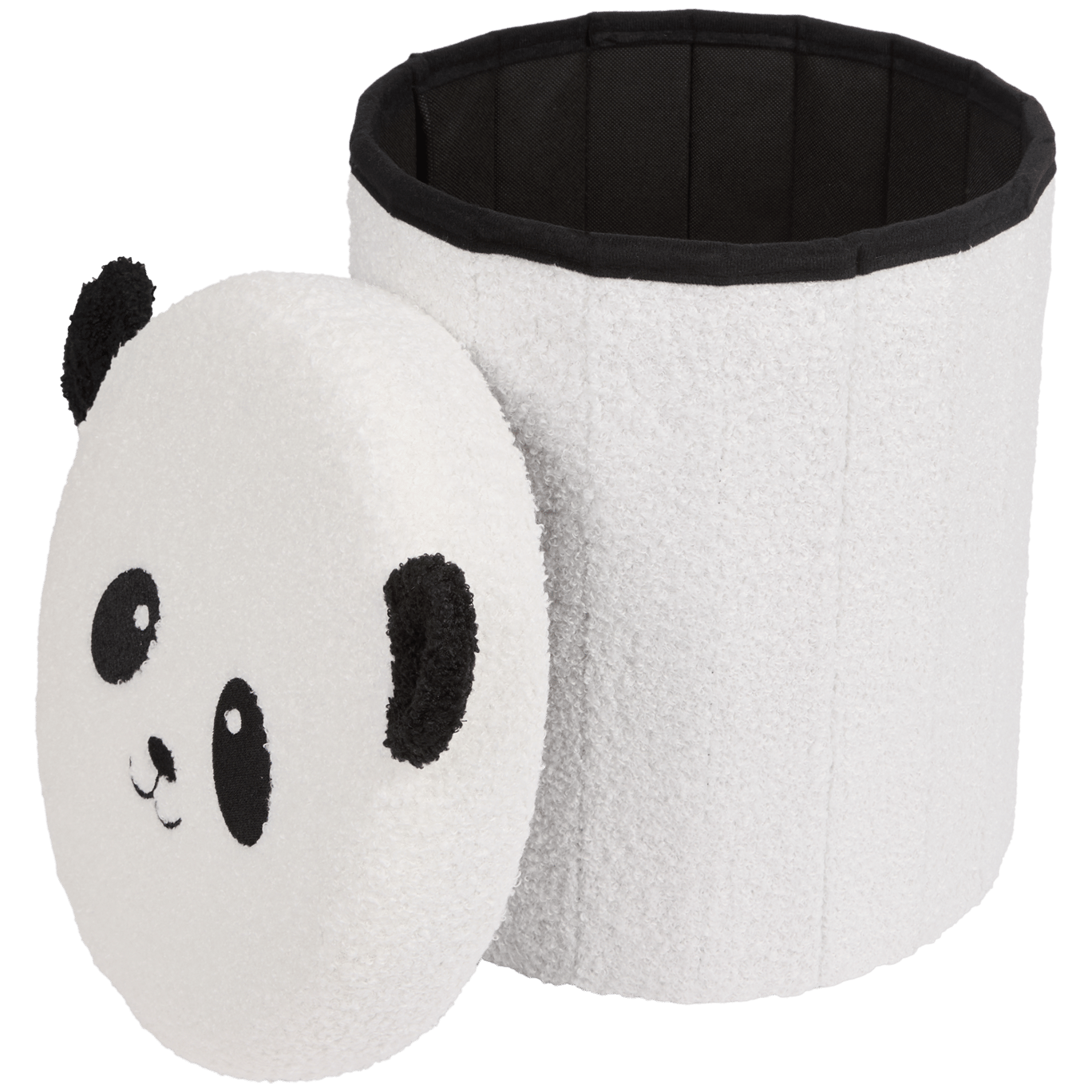 Pouf de rangement pliable en tissu teddy