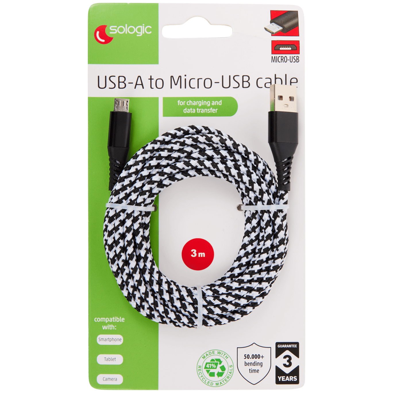 Kabel do ładowania i przesyłania danych Sologic Micro USB