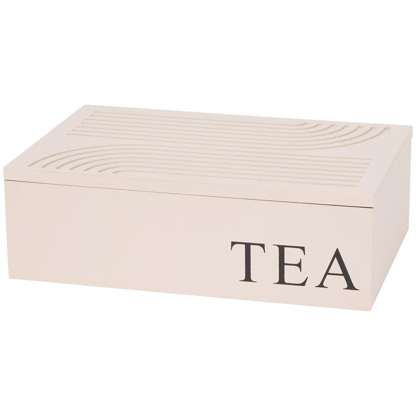 Caja de té con texto