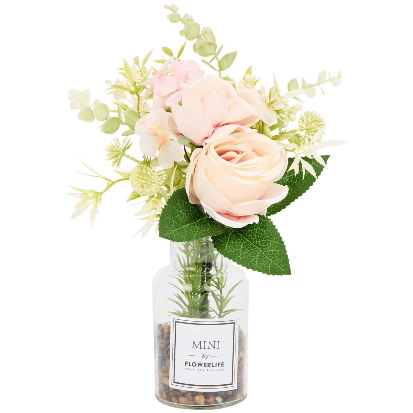 Künstliche Blumen in Glasflasche