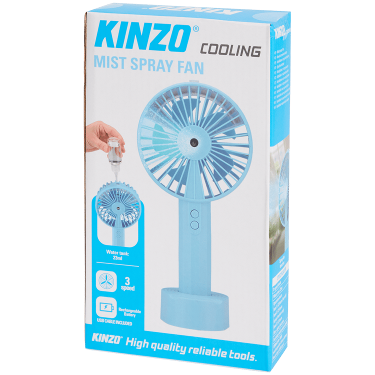 Ventilador de mano con espray de bruma Kinzo