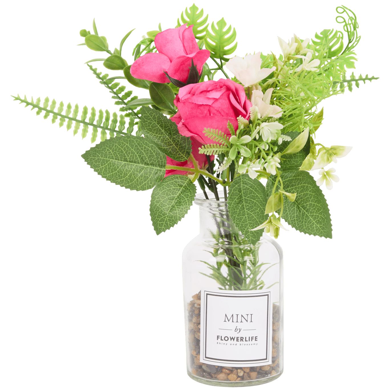 Künstliche Blumen in Glasflasche