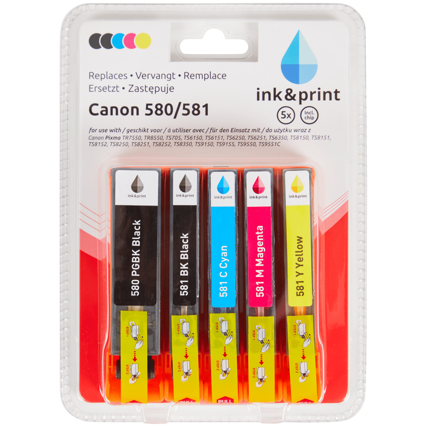 5 Cartouches d'encres ink&print Canon 525/526
