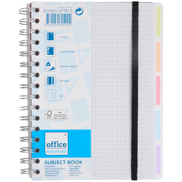 Caderno com separadores Office Essentials A5