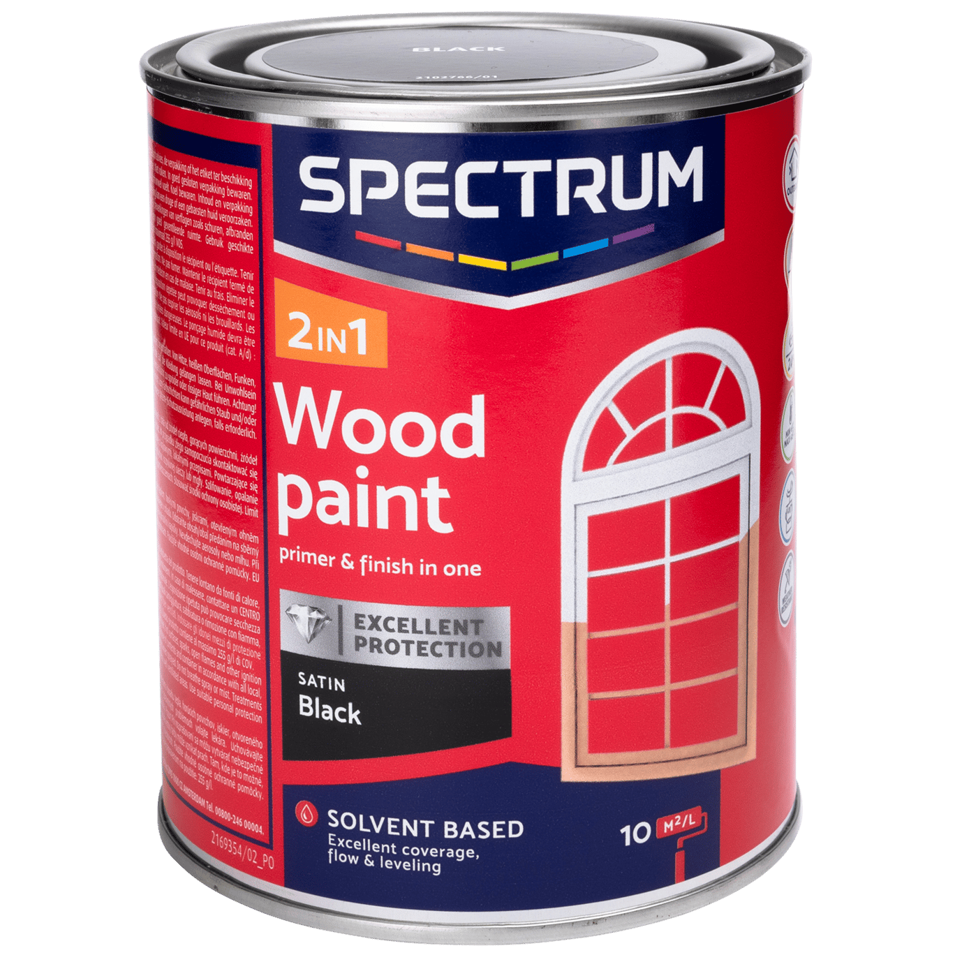 Peinture laque satinée pour bois 2-en-1 Spectrum Noir