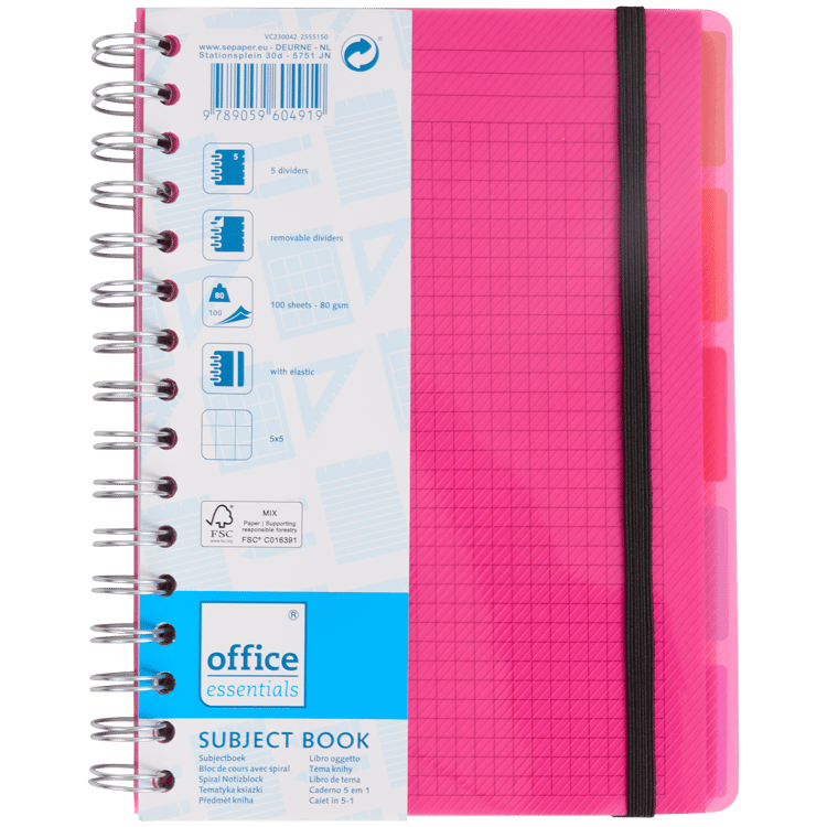 Cahier à spirale avec intercalaires Office Essentials A5