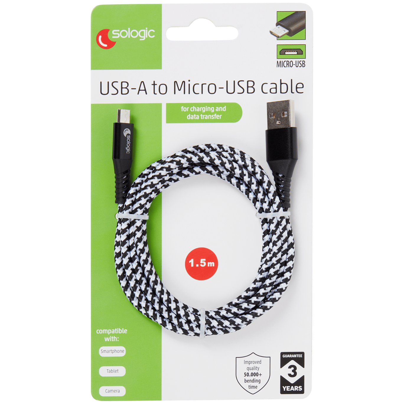 Cable de carga y datos Sologic Micro-USB