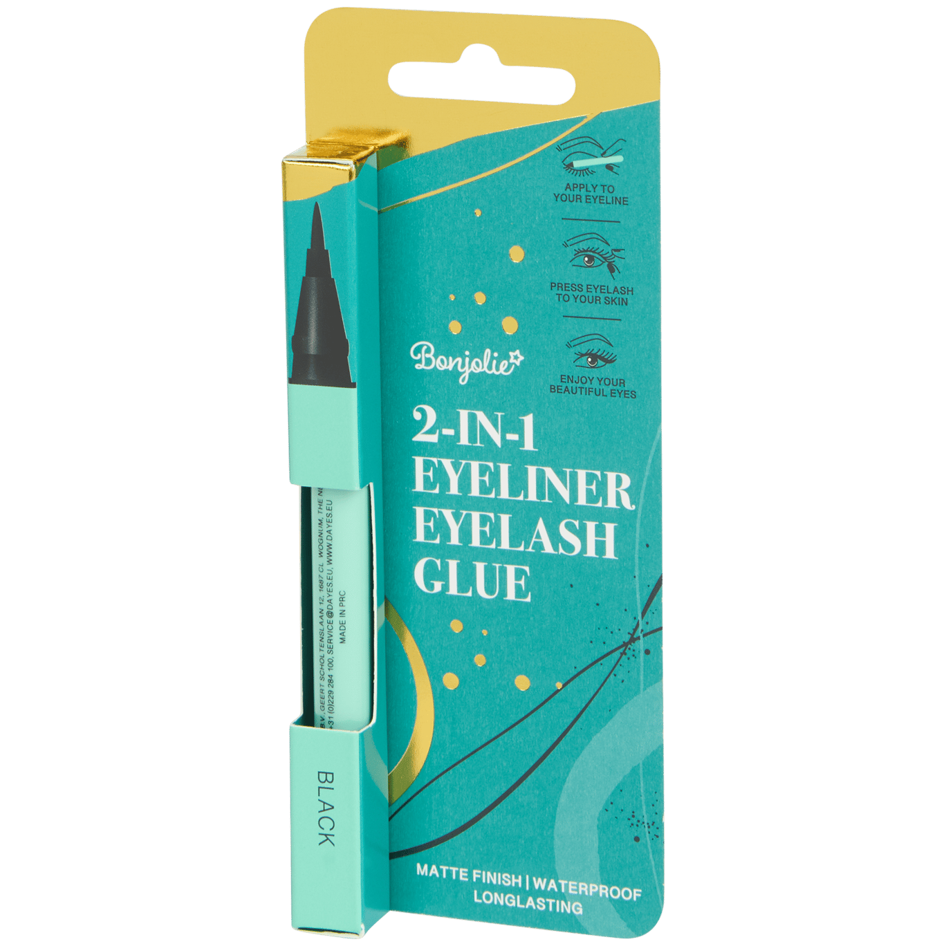 Eyeliner i klej do rzęs 2 w 1 Bonjolie