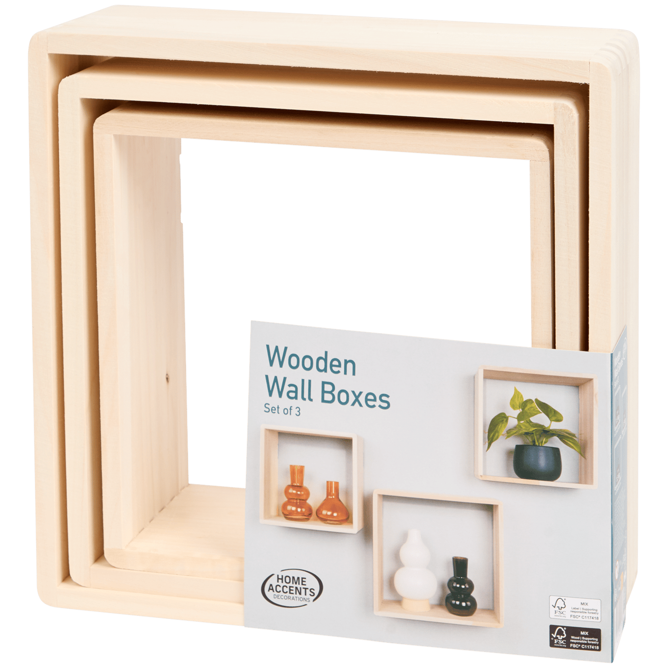 Home Accents Quadratische Wandregale aus Holz