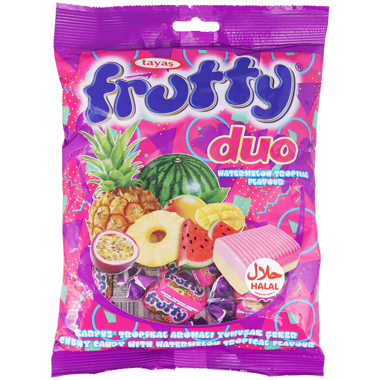 Frutty Duo Kaubonbons Tropische Früchte & Wassermelone