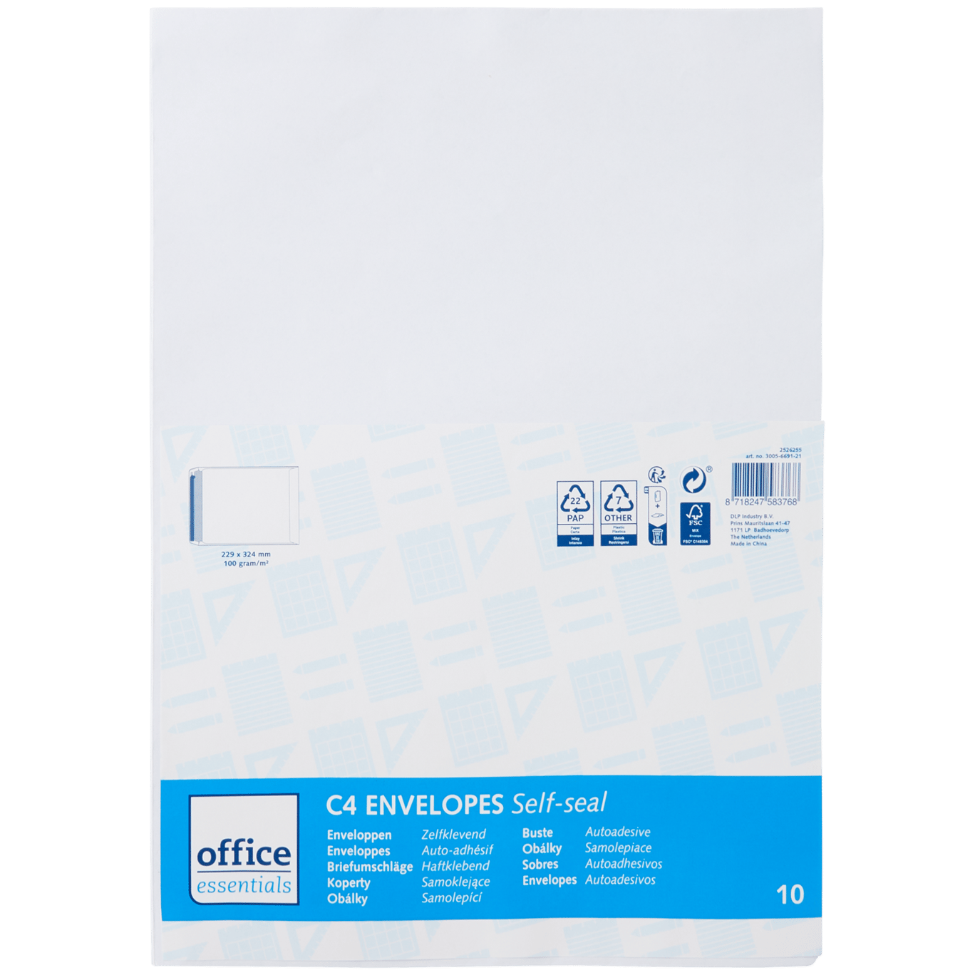 Pack de 50 Enveloppes Blanches 110x220mm - 1er prix - Autoadhésives