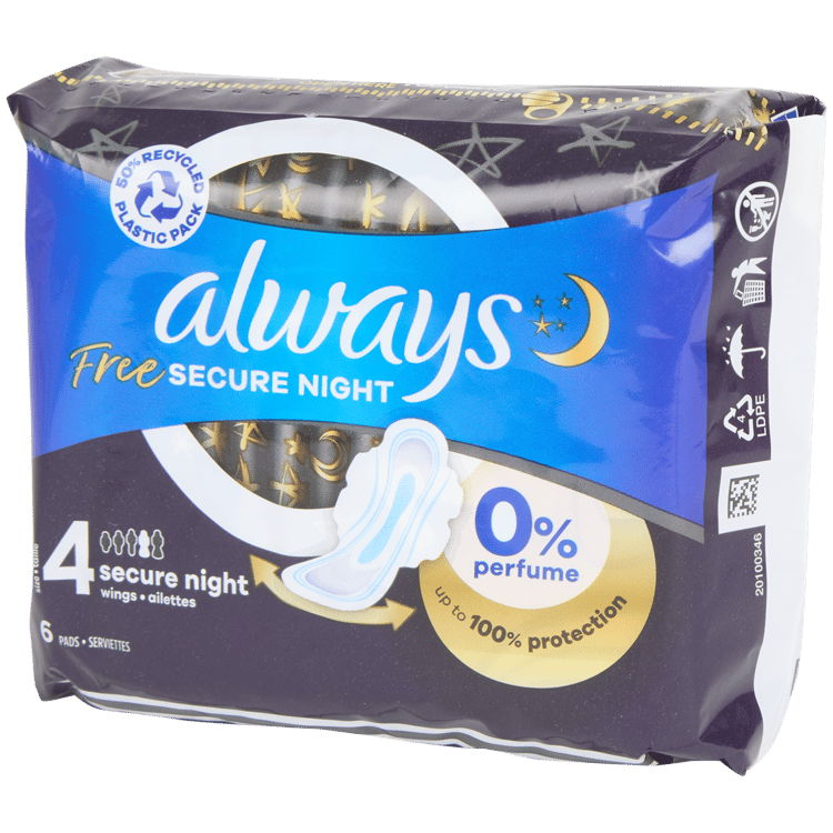 Serviettes hygiéniques Always Free Secure Night