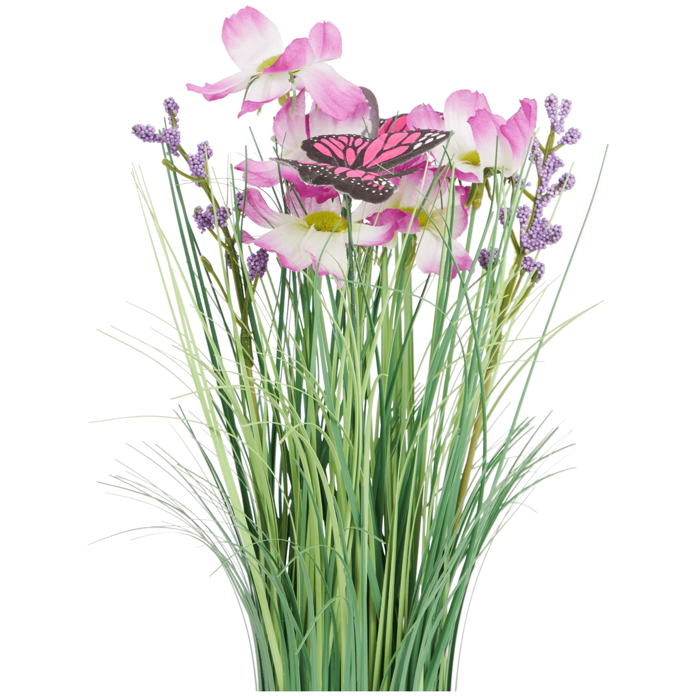 Touffe d'herbe avec fleurs et papillons