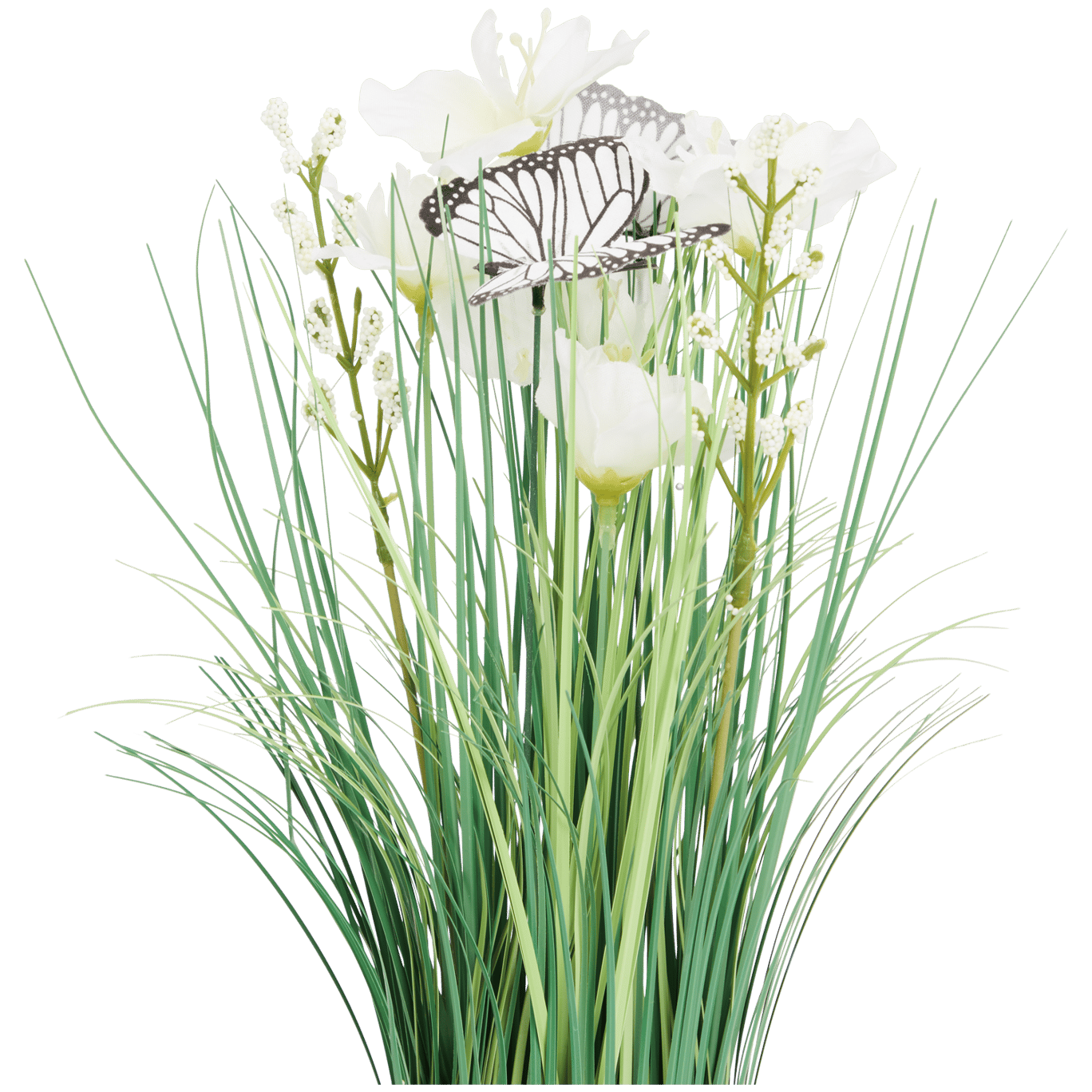 Touffe d'herbe avec fleurs et papillons